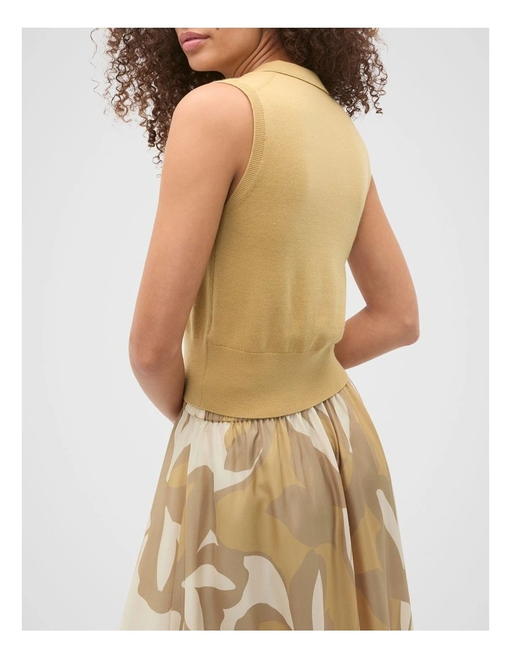 Merino Button Through Knit Vest in Beige image 2