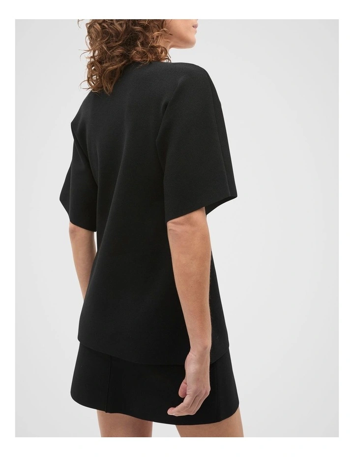 Crepe Knit Batwing Cardigan in Black image 2