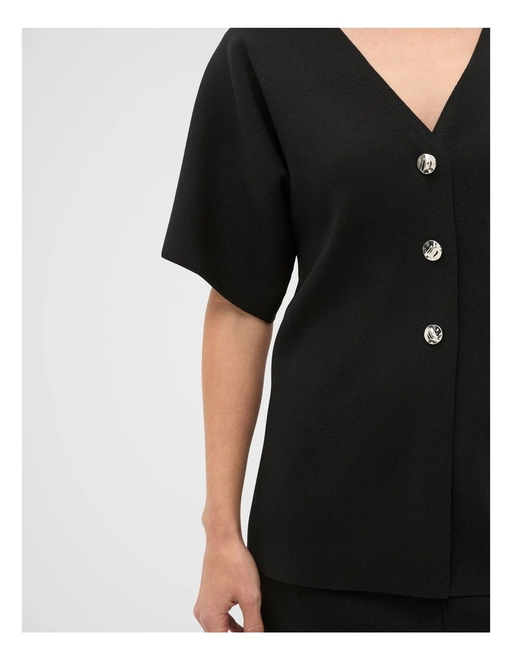 Crepe Knit Batwing Cardigan in Black image 4
