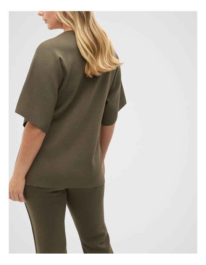 Crepe Knit Batwing Cardigan in Olive Leaf image 2