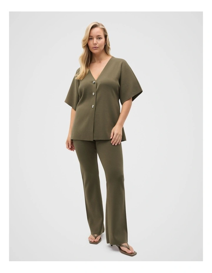 Crepe Knit Batwing Cardigan in Olive Leaf image 3
