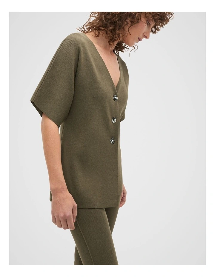 Crepe Knit Batwing Cardigan in Olive Leaf image 4