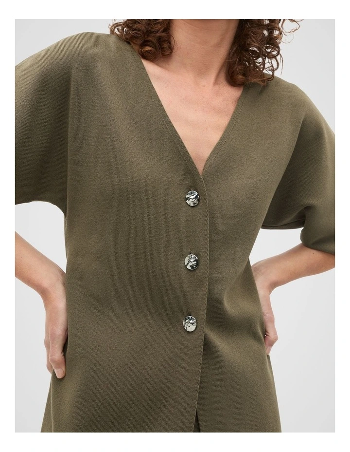 Crepe Knit Batwing Cardigan in Olive Leaf image 7