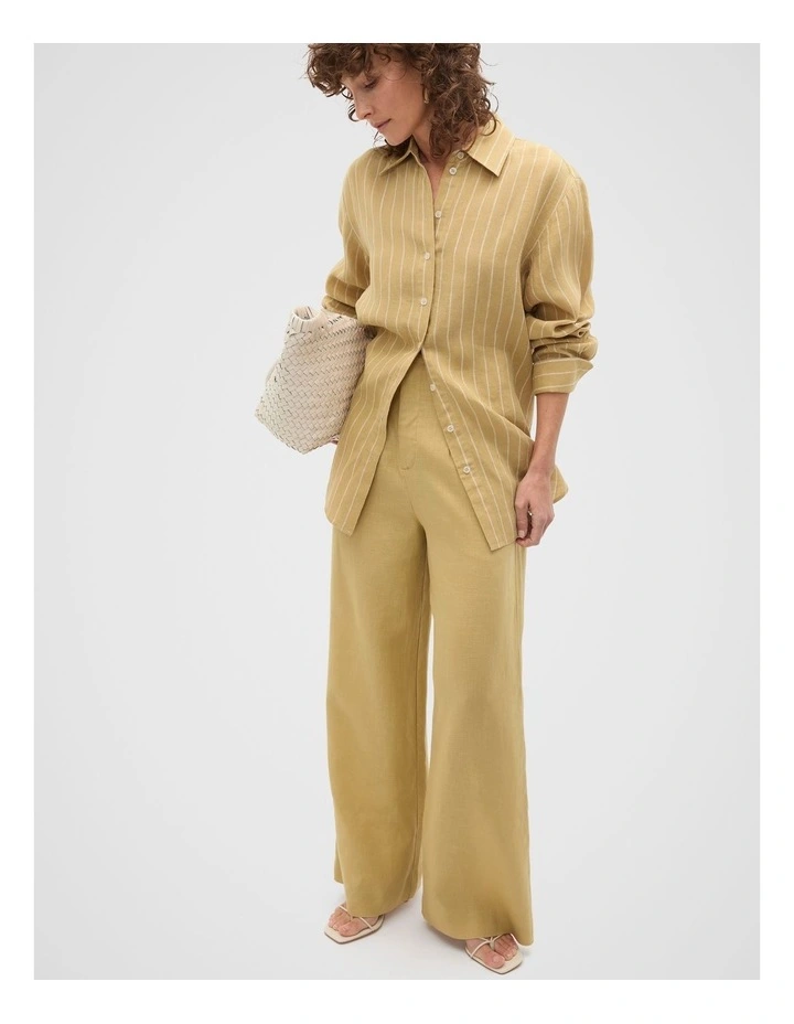 Core Linen Waisted Pant in Honey image 3