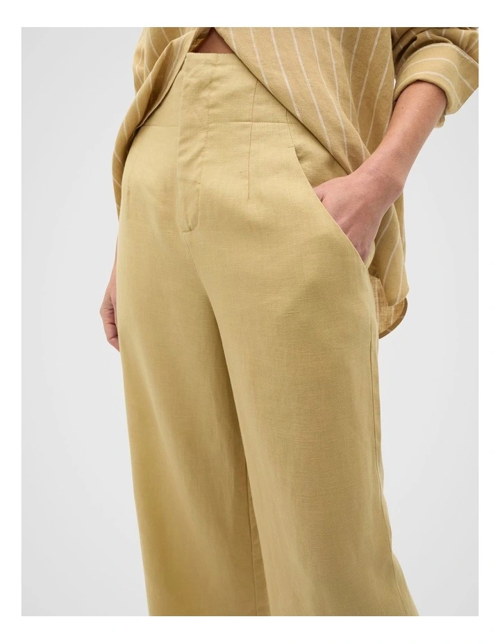 Core Linen Waisted Pant in Honey image 4