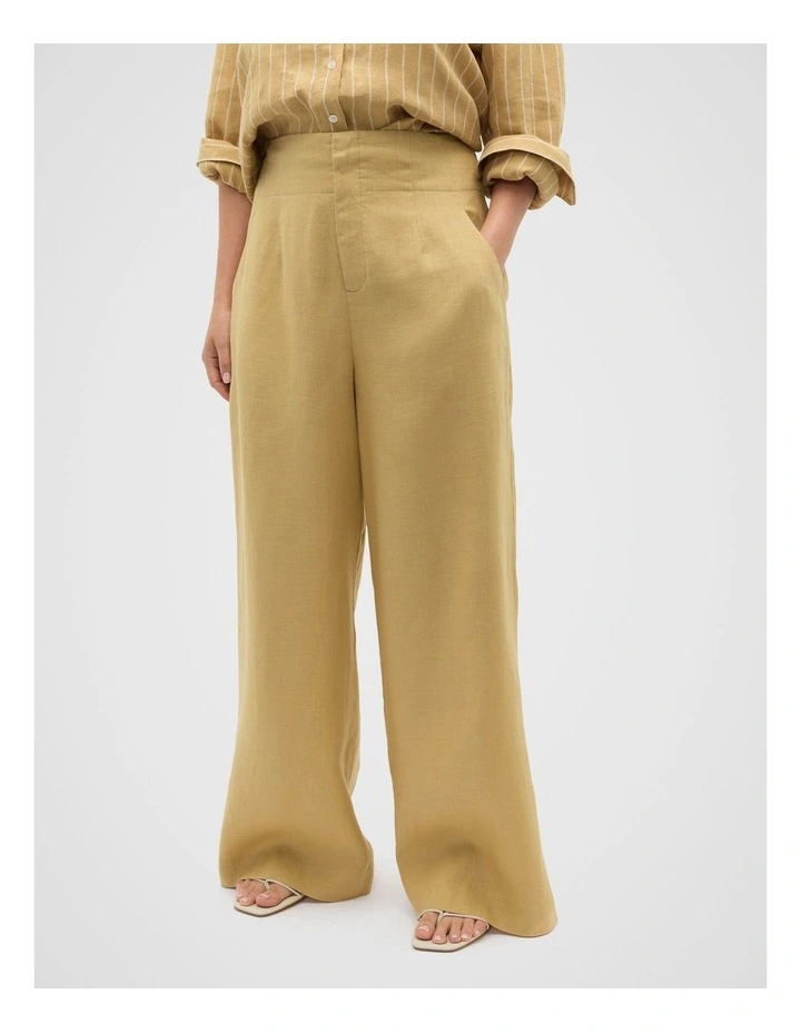Core Linen Waisted Pant in Honey image 5