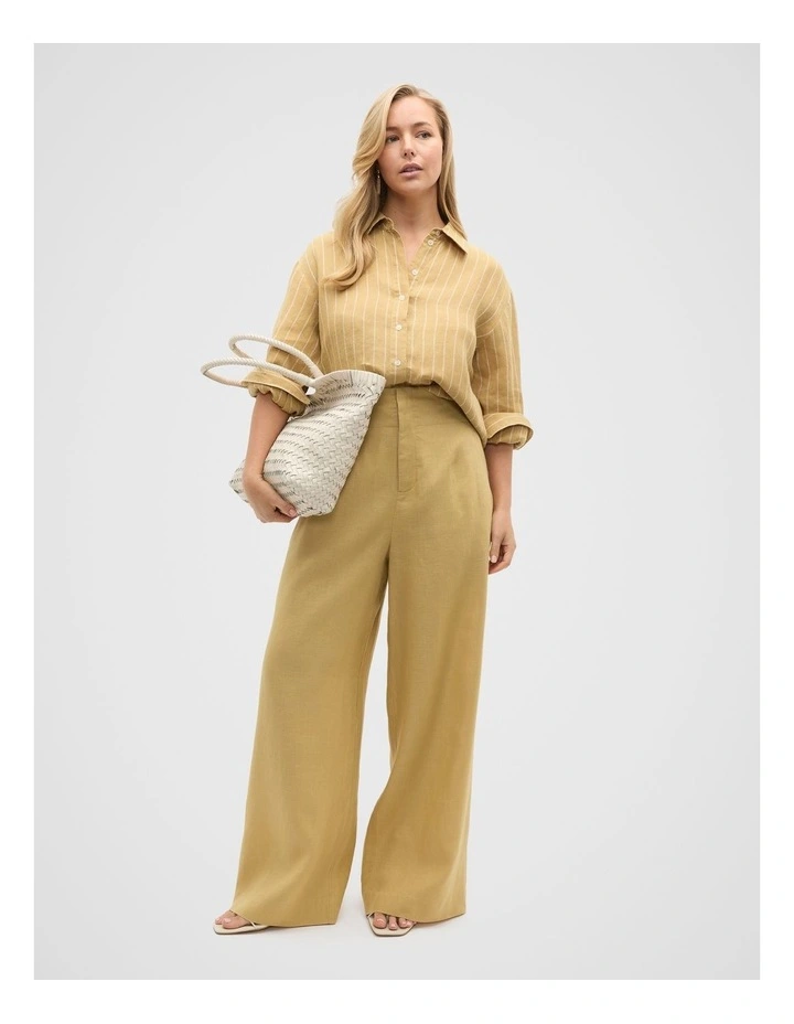 Core Linen Waisted Pant in Honey image 7