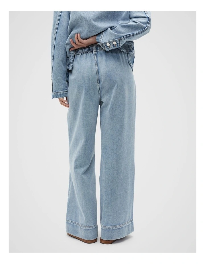 Elasticated Wide Leg Jean in Blue image 2