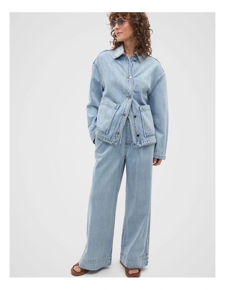 Elasticated Wide Leg Jean in Blue image 3