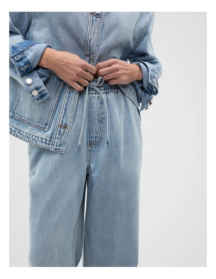 Elasticated Wide Leg Jean in Blue image 4