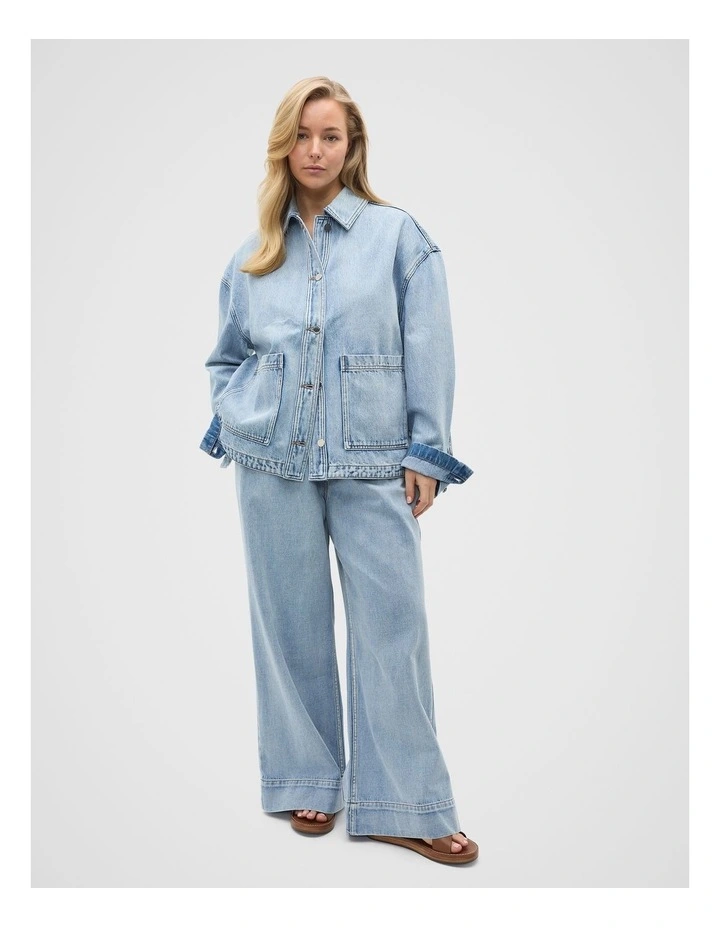 Elasticated Wide Leg Jean in Blue image 7