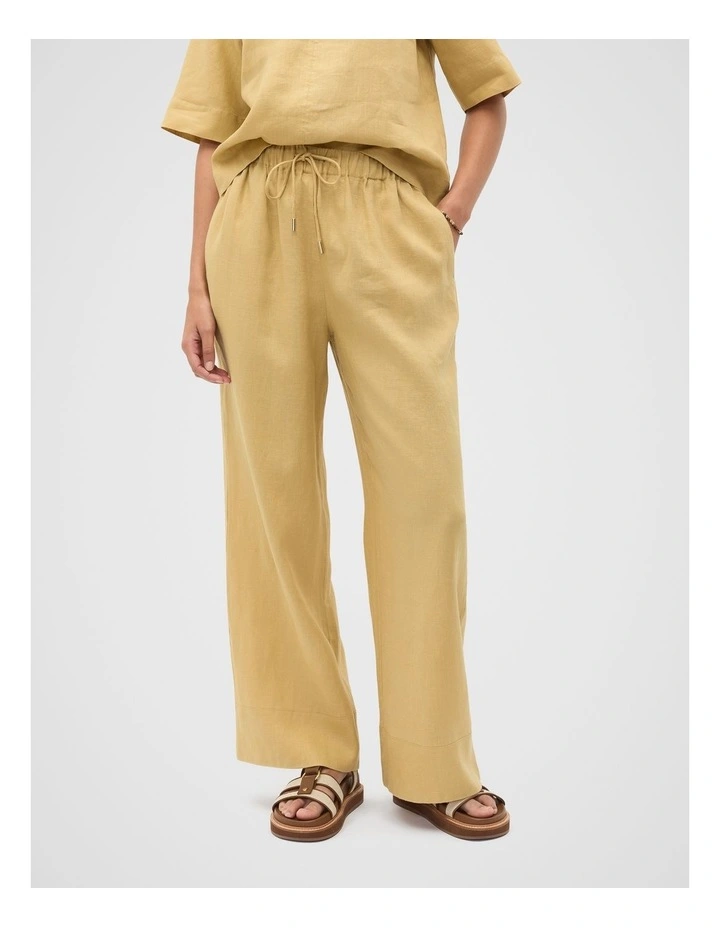 Core Linen Casual Tie Pant in Honey image 1