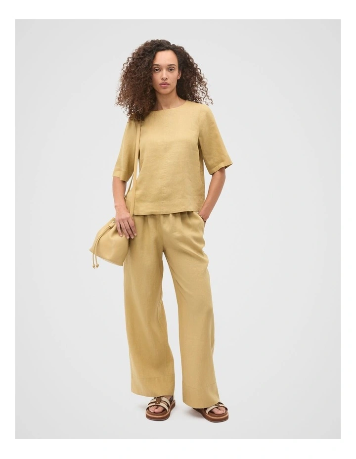 Core Linen Casual Tie Pant in Honey image 3