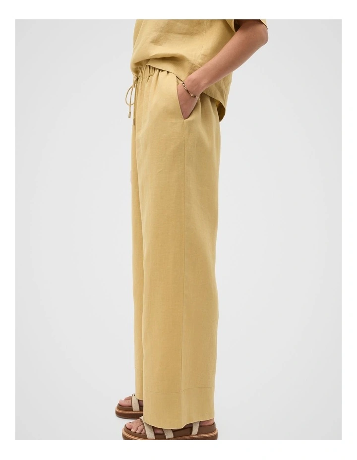 Core Linen Casual Tie Pant in Honey image 4