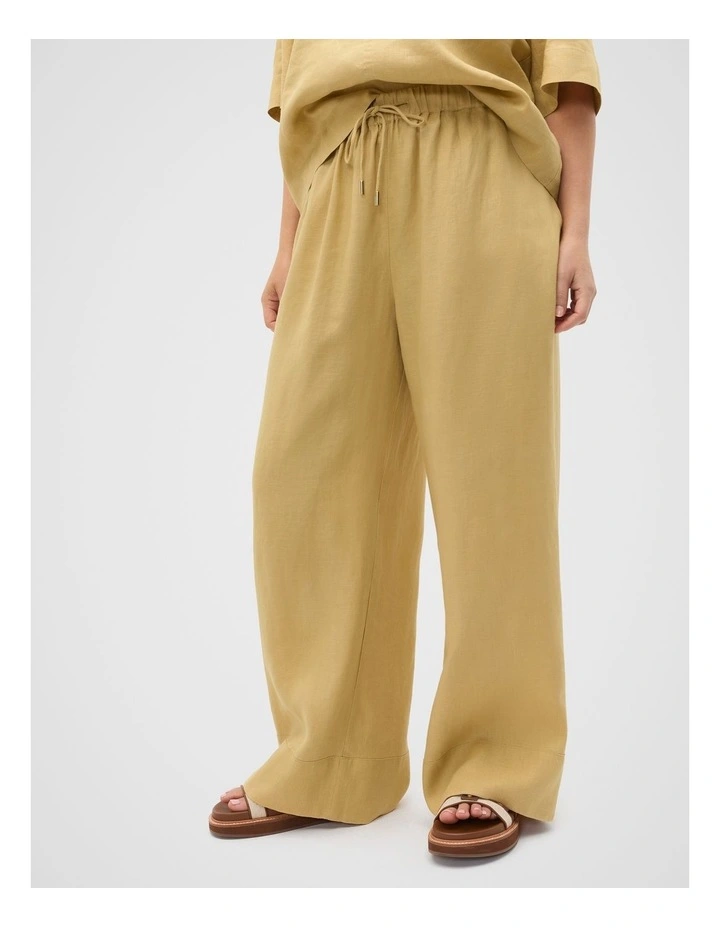 Core Linen Casual Tie Pant in Honey image 5