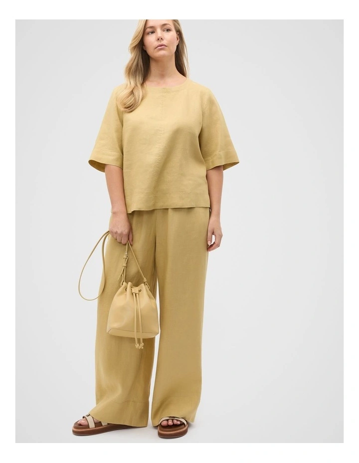 Core Linen Casual Tie Pant in Honey image 7