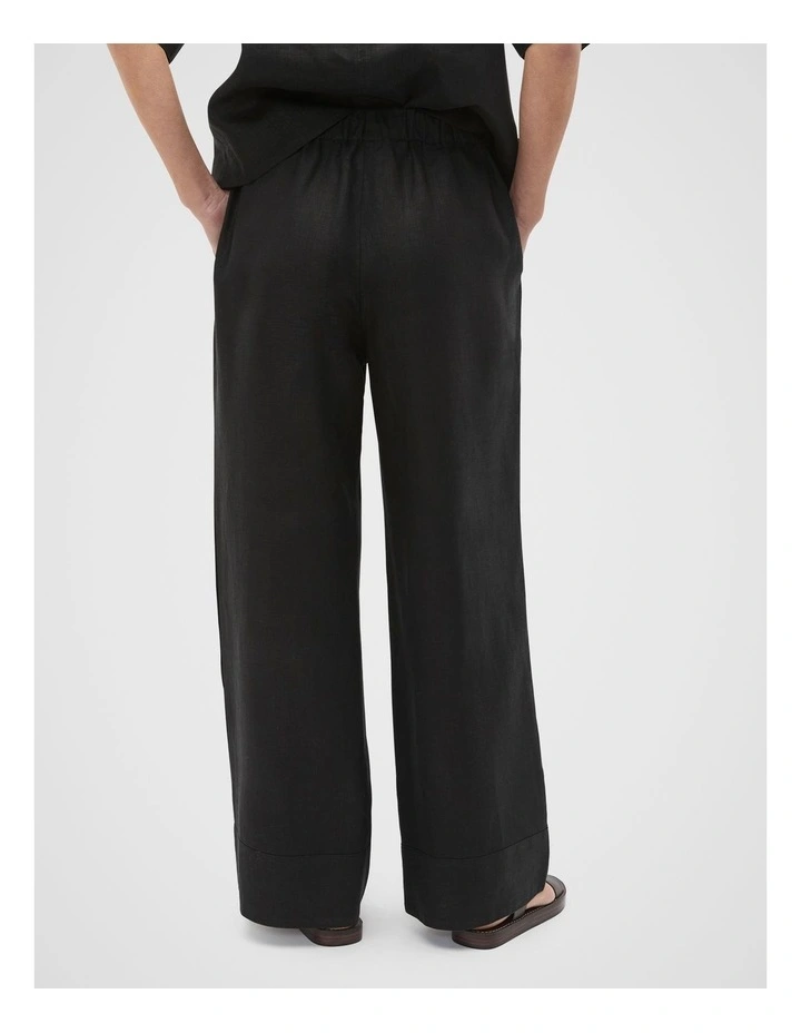 Core Linen Casual Tie Pant in Black image 2