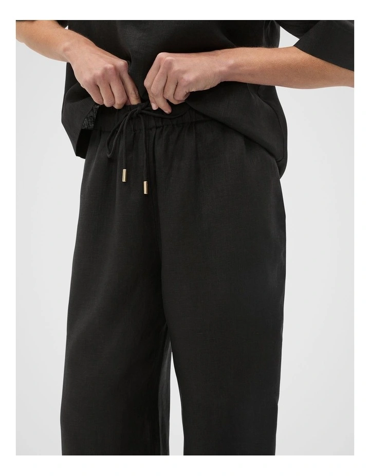 Core Linen Casual Tie Pant in Black image 4