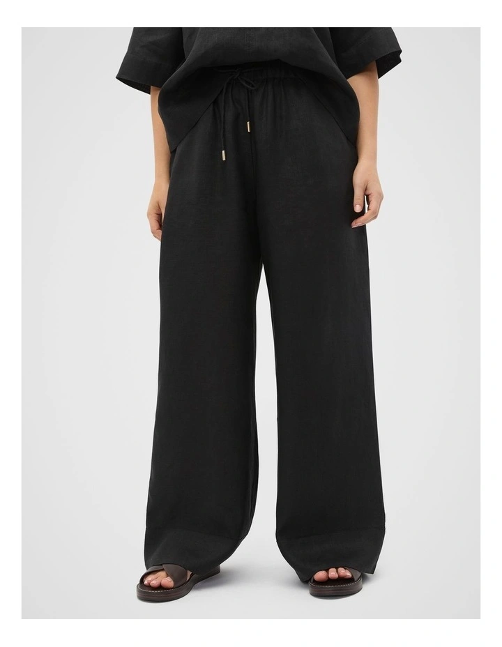 Core Linen Casual Tie Pant in Black image 5