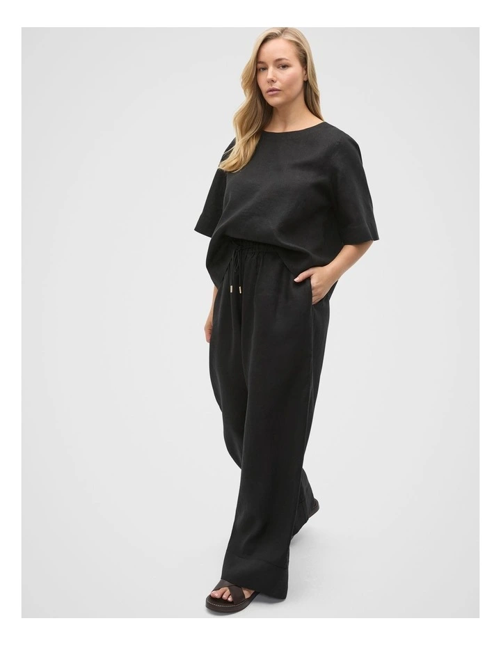 Core Linen Casual Tie Pant in Black image 7