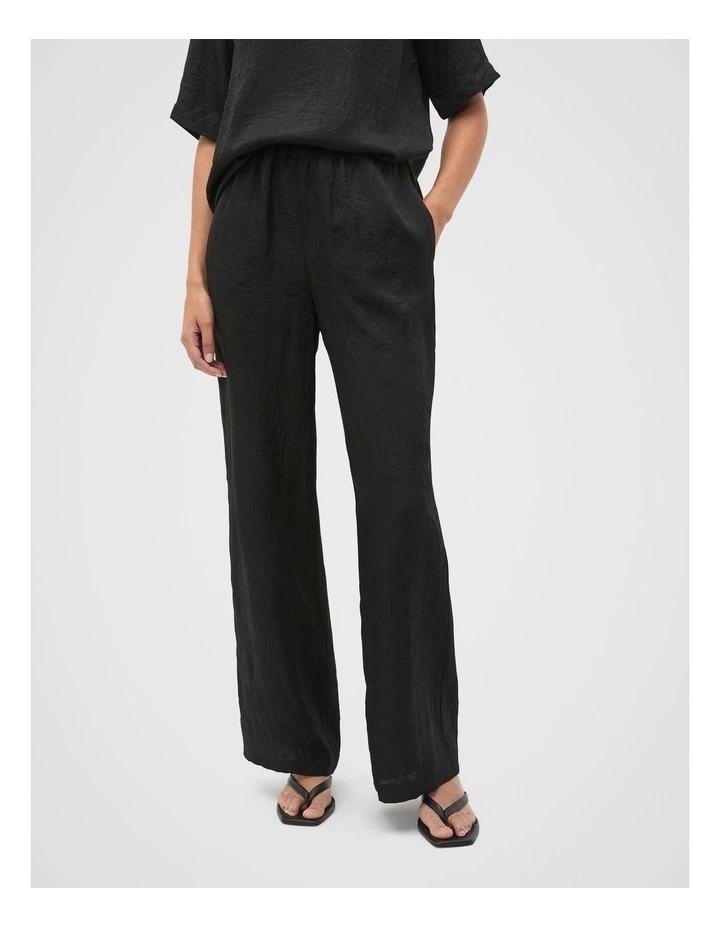 Textured Satin Gathered Pant in Black image 1