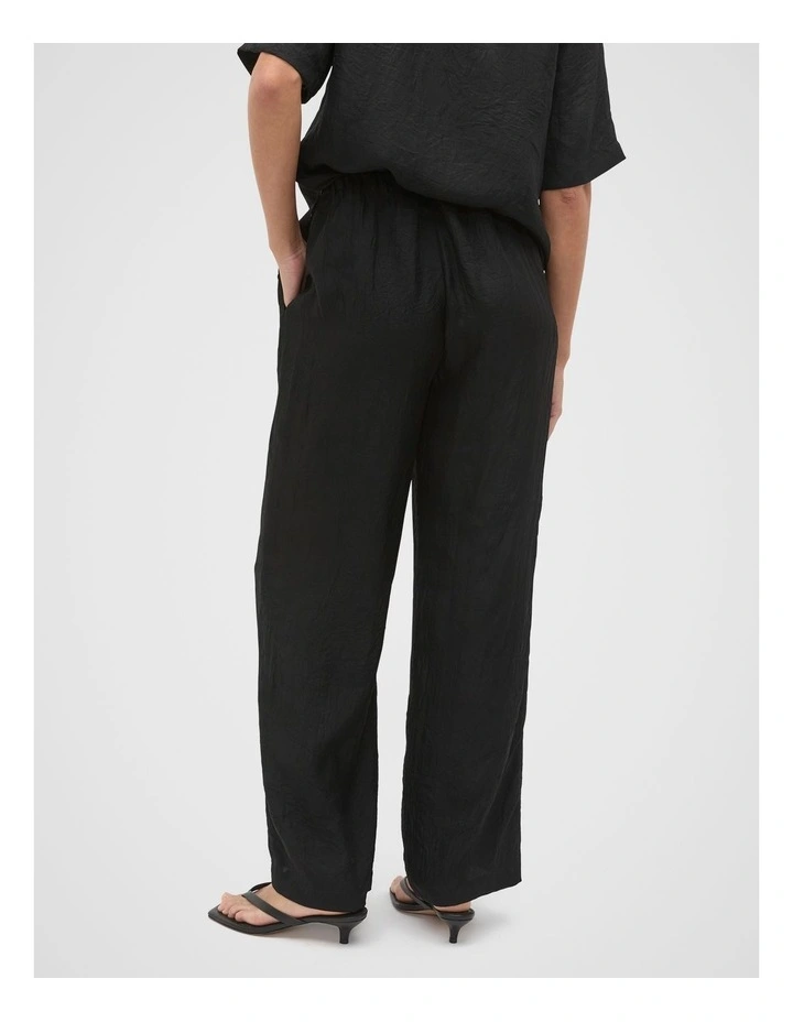 Textured Satin Gathered Pant in Black image 2