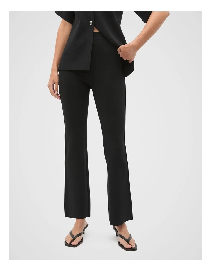 Crepe Knit Pintuck Pant in Black image 1