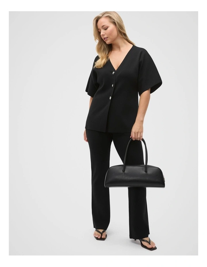 Crepe Knit Pintuck Pant in Black image 7