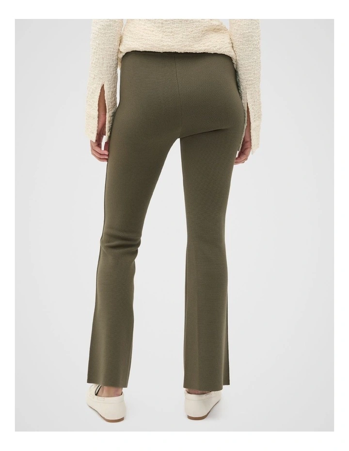 Crepe Knit Pintuck Pant in Olive Leaf image 2
