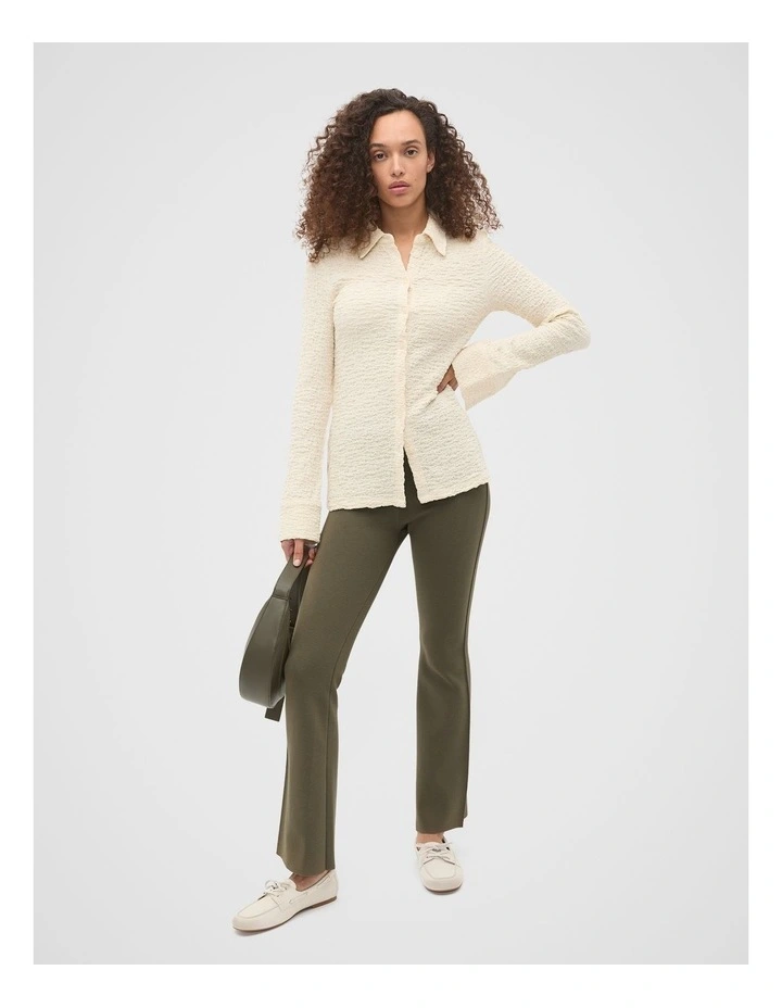 Crepe Knit Pintuck Pant in Olive Leaf image 3