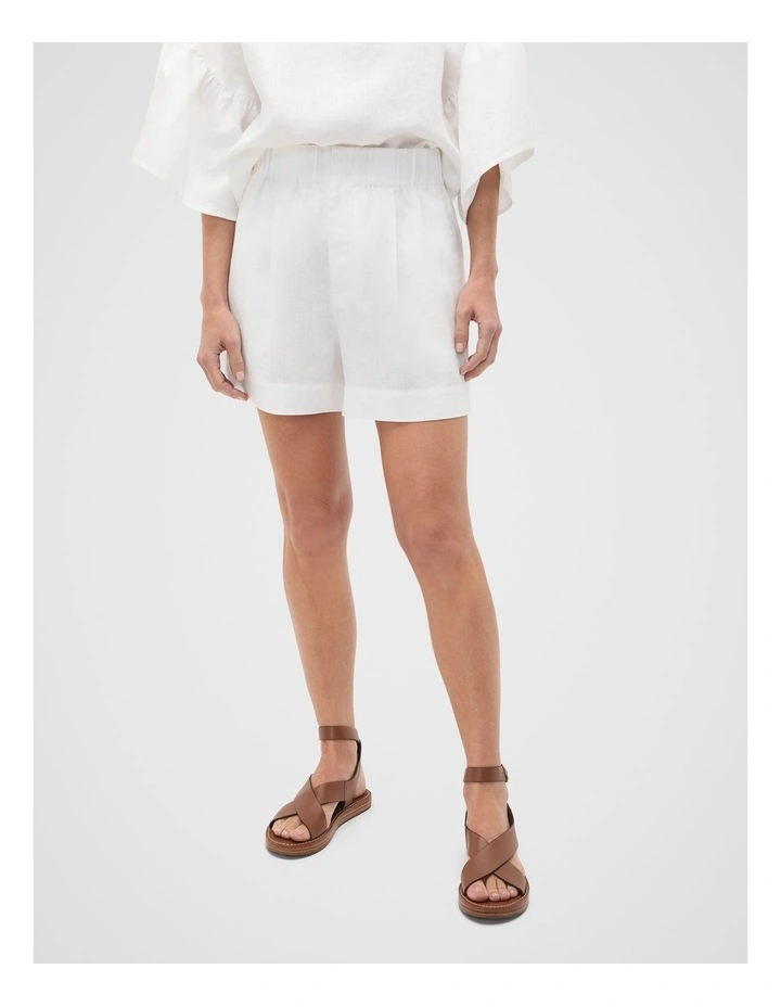 Core Linen Gathered Palazzo Short in Whisper White image 1