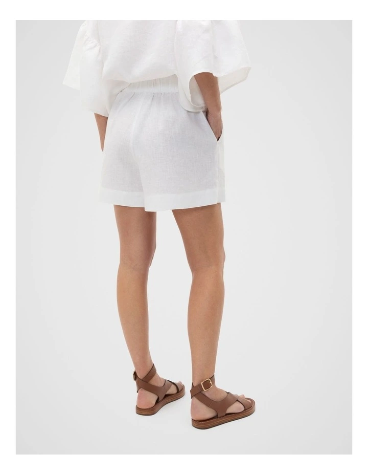 Core Linen Gathered Palazzo Short in Whisper White image 2