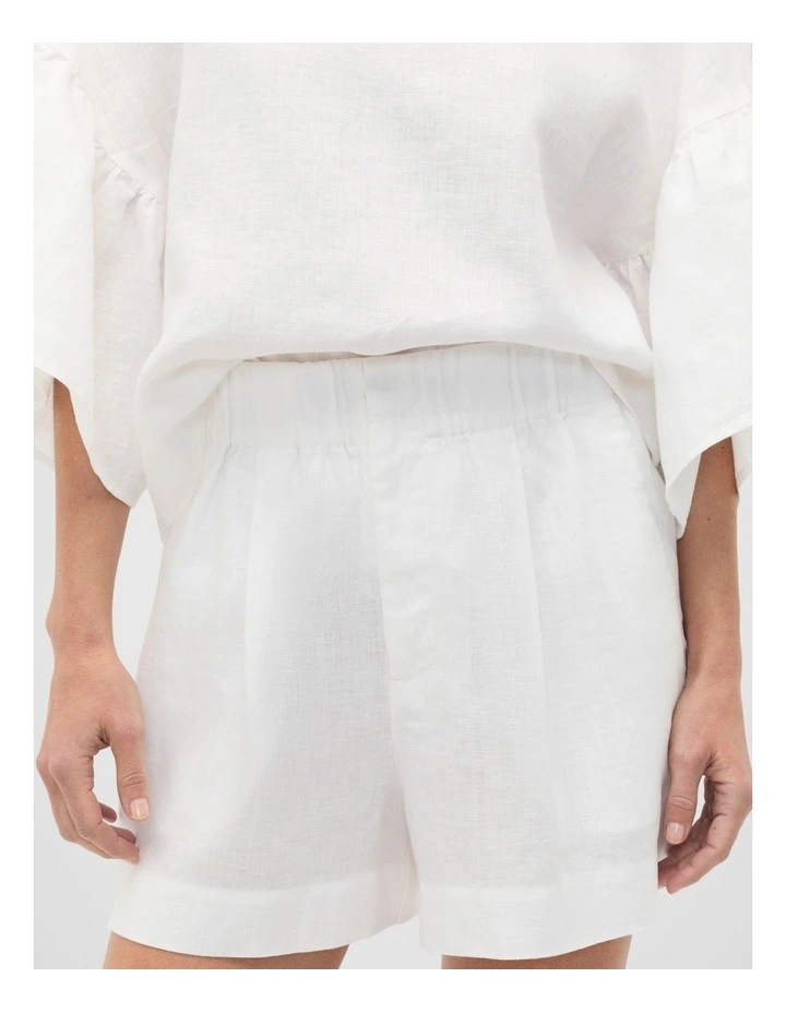 Core Linen Gathered Palazzo Short in Whisper White image 4