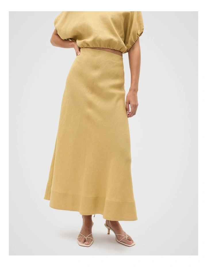 Core Linen Seam Front Skirt in Honey image 1