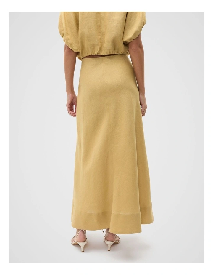 Core Linen Seam Front Skirt in Honey image 2