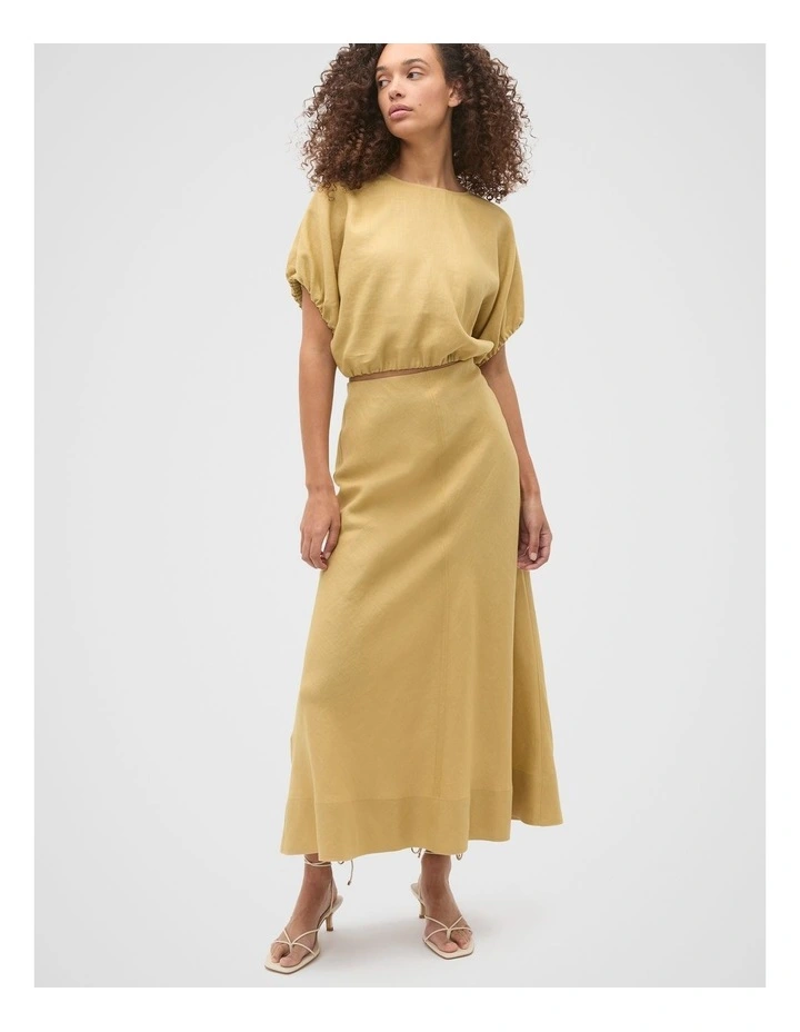 Core Linen Seam Front Skirt in Honey image 3