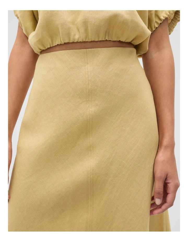 Core Linen Seam Front Skirt in Honey image 4