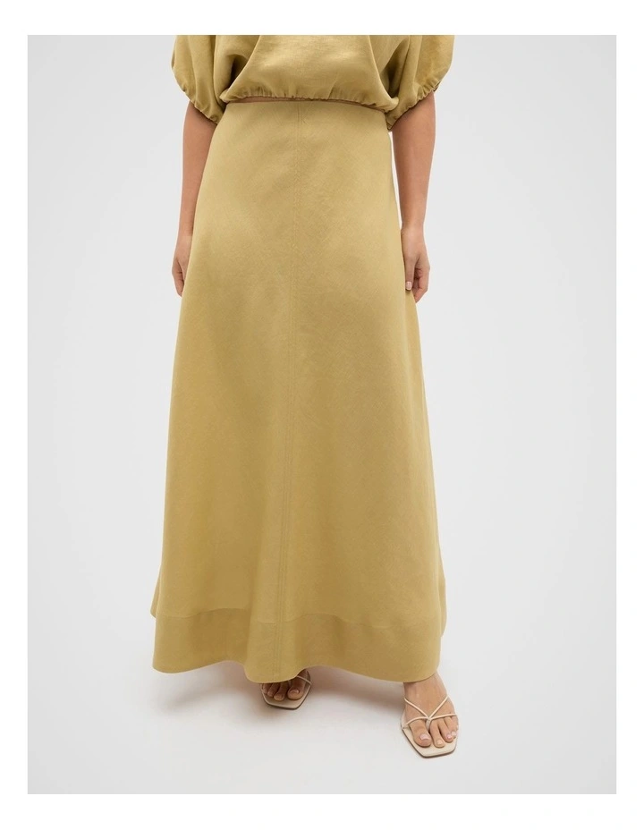 Core Linen Seam Front Skirt in Honey image 5