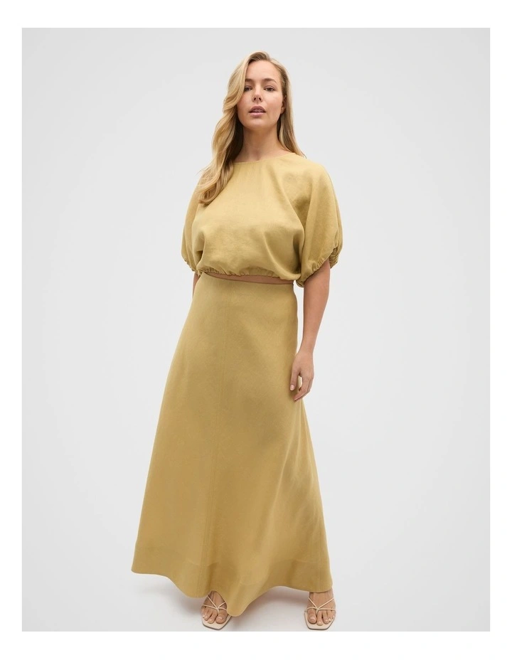 Core Linen Seam Front Skirt in Honey image 6