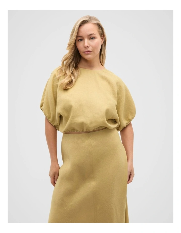 Core Linen Seam Front Skirt in Honey image 7