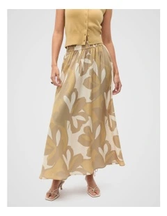 Satin Printed Skirt in Multi
