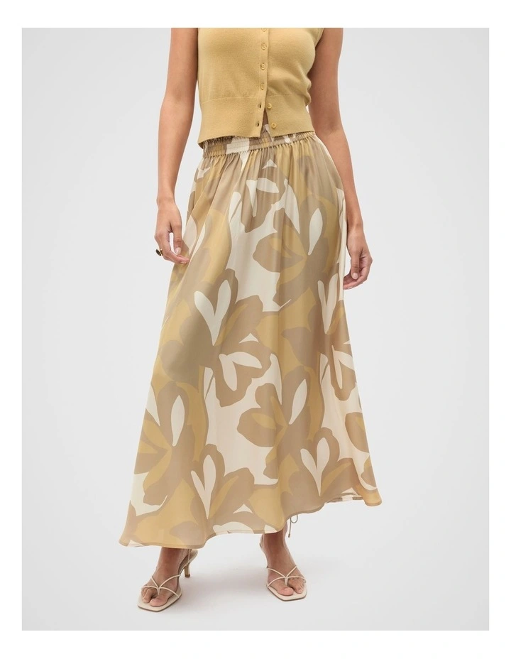Satin Printed Skirt in Multi image 1