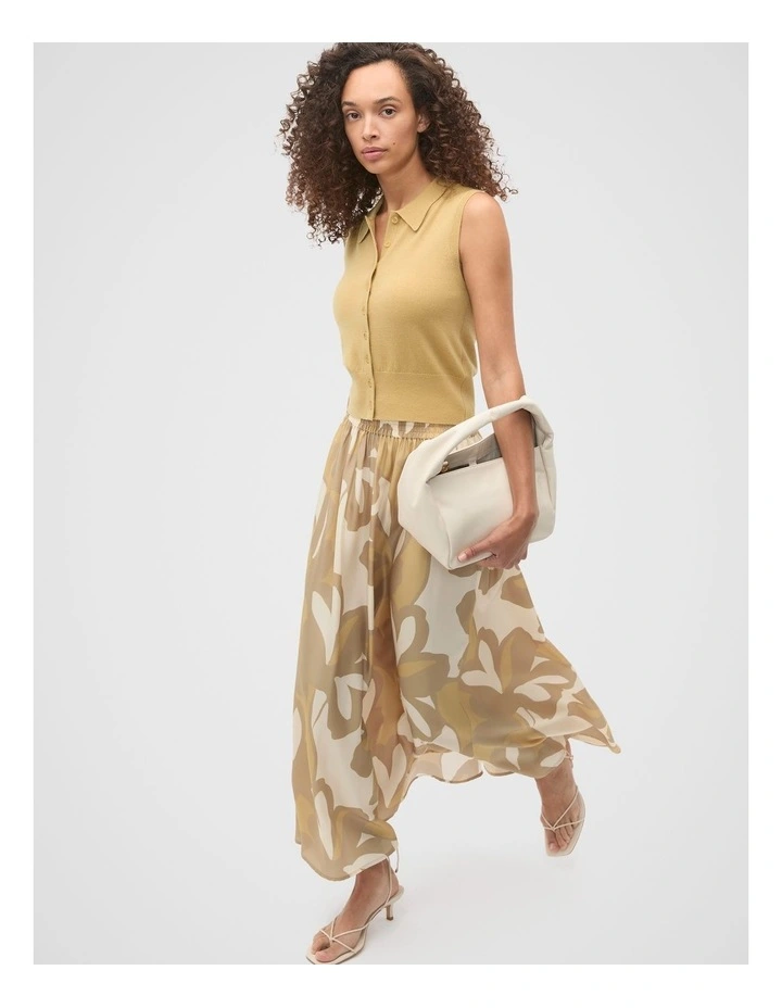 Satin Printed Skirt in Multi image 3