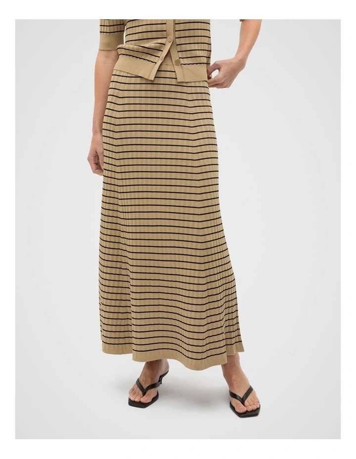 Crepe Knit Stripe Skirt in Rye Stripe image 1