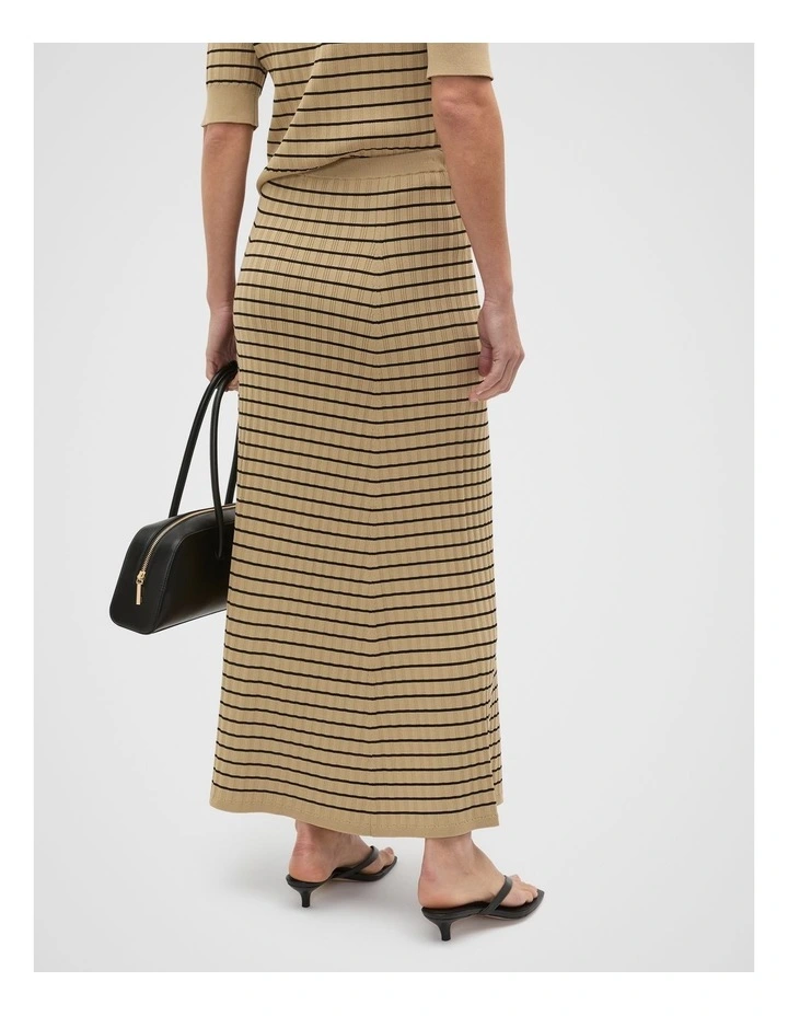 Crepe Knit Stripe Skirt in Rye Stripe image 2