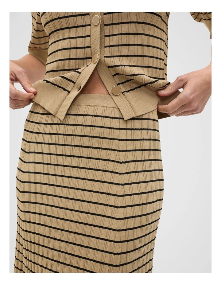 Crepe Knit Stripe Skirt in Rye Stripe image 4