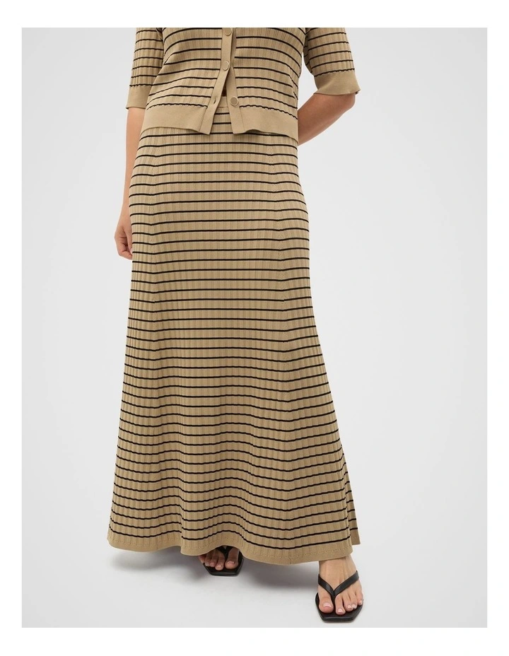 Crepe Knit Stripe Skirt in Rye Stripe image 5