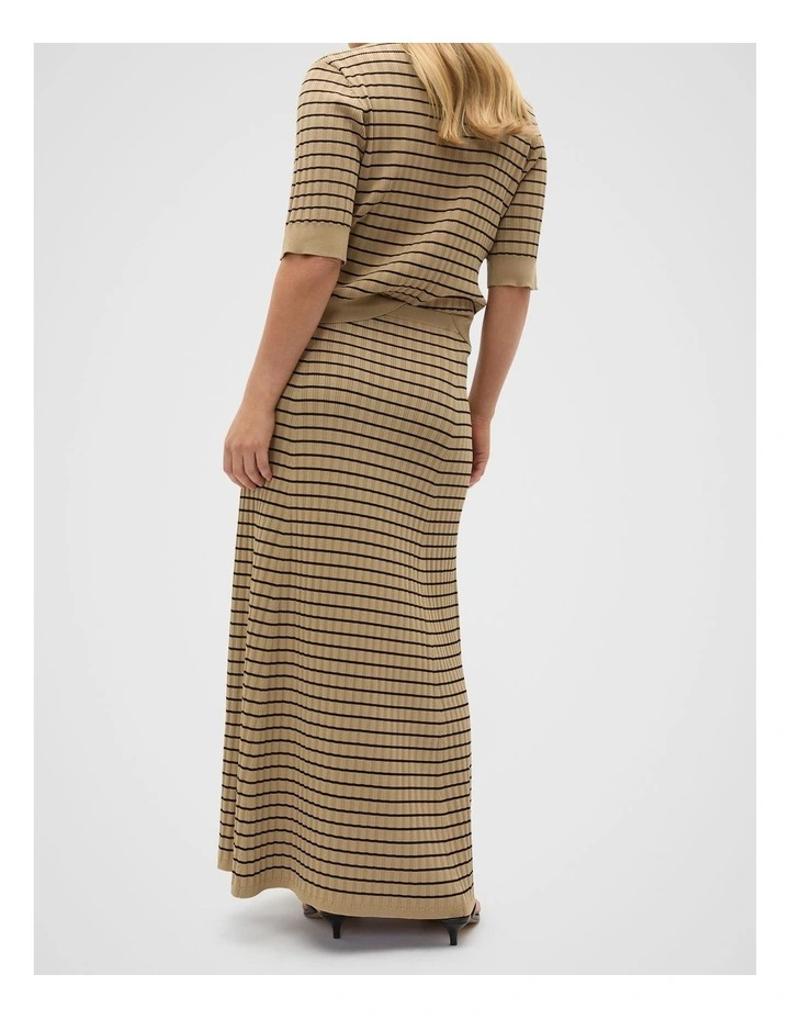 Crepe Knit Stripe Skirt in Rye Stripe image 6