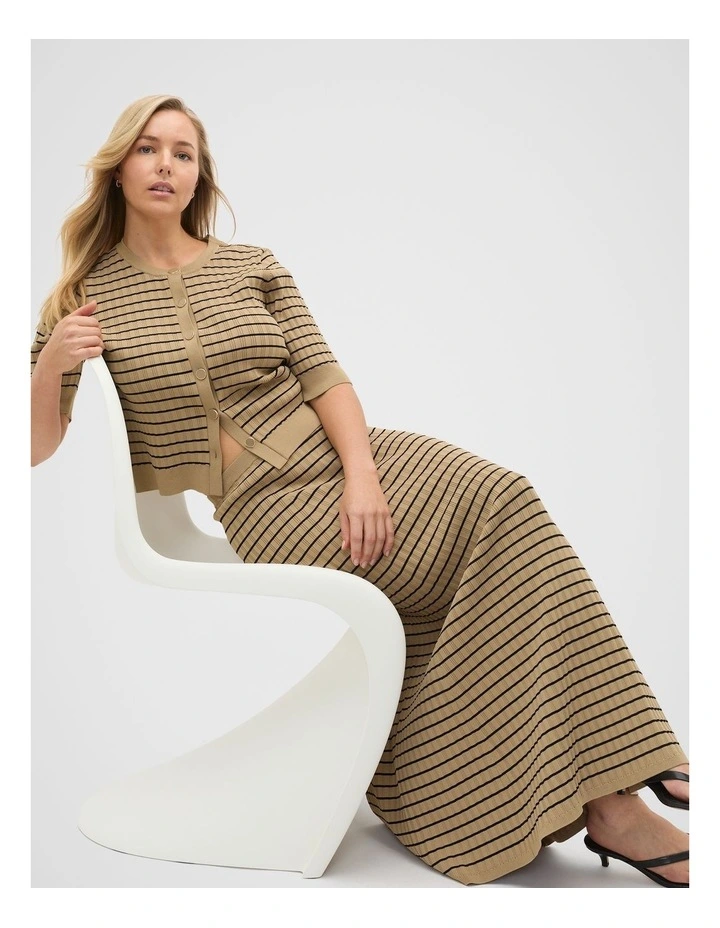 Crepe Knit Stripe Skirt in Rye Stripe image 7