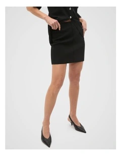 Crepe Knit Seam Detail Skirt in Black